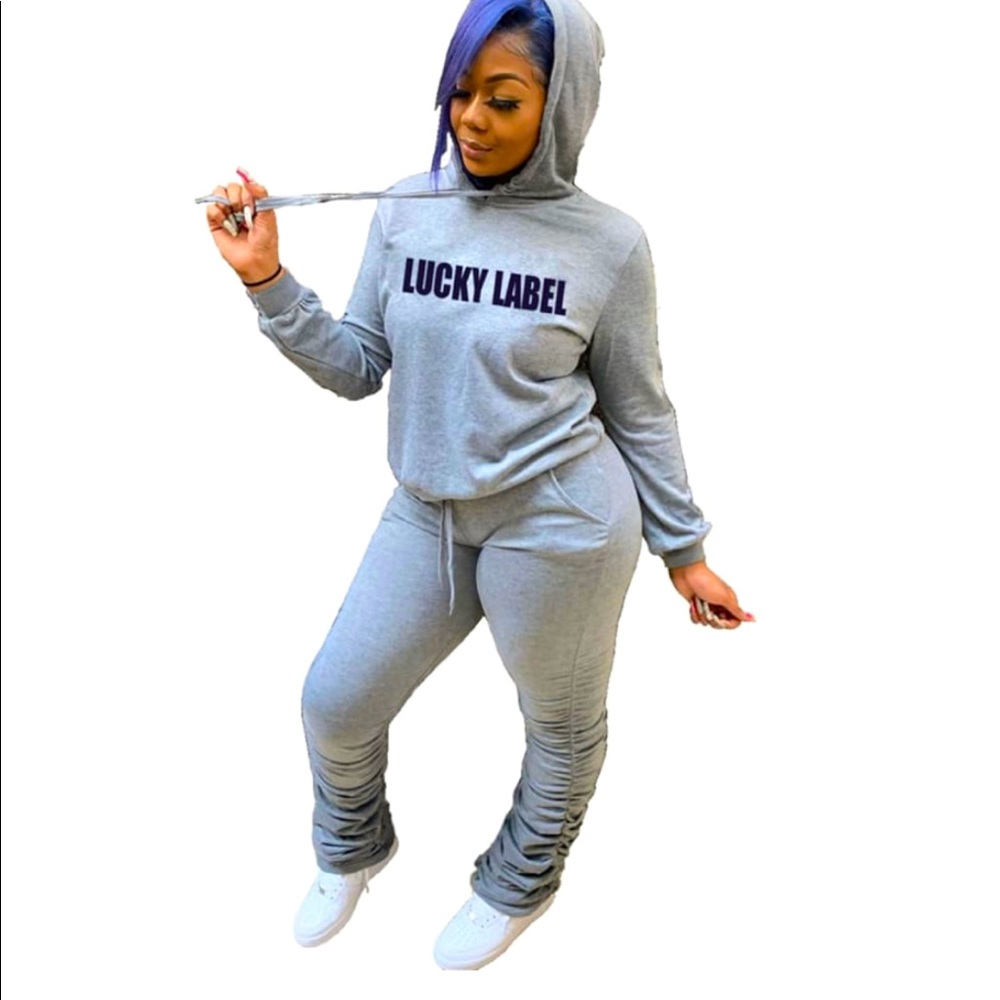 2 Piece Ruched Pants Jogger Set Lucky Label